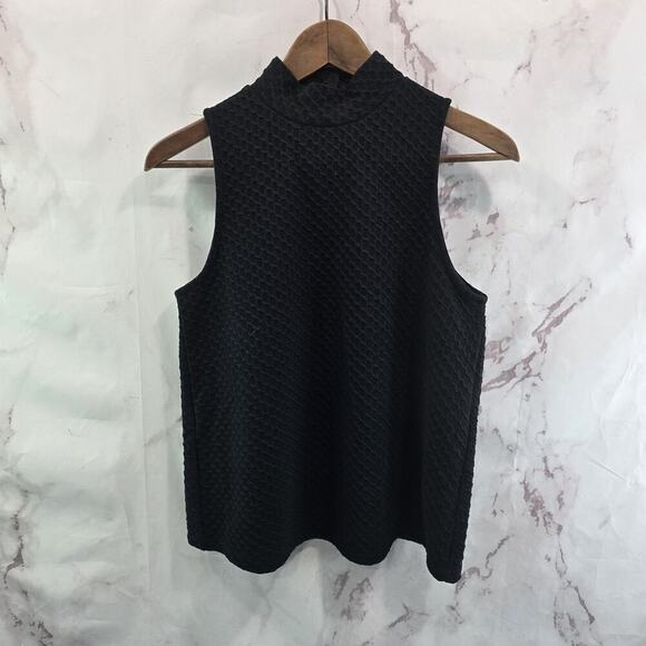 Anthropologie Top Womens Small Tank Textured Button Back Mock Neck Eri Ali - Picture 1 of 9